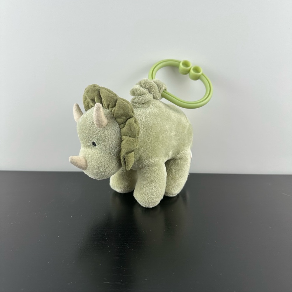 Jellycat Jitter Dinosaur Triceratops Plush Stuffed Animal Green Baby Toy Clip 6”